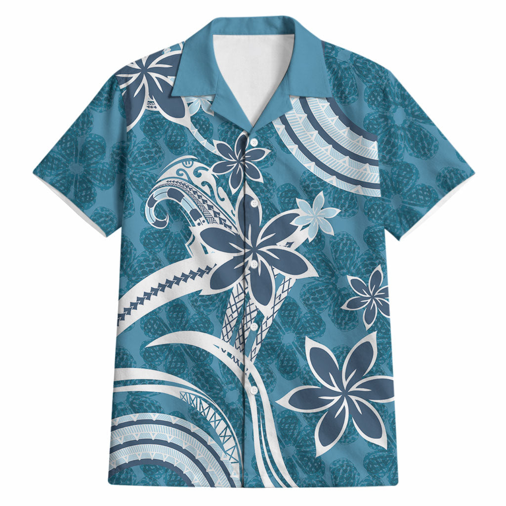 Hawaii Pupuala Plumeria Blue Hawaiian Shirt Polynesian Pattern LT01 Blue - Polynesian Pride