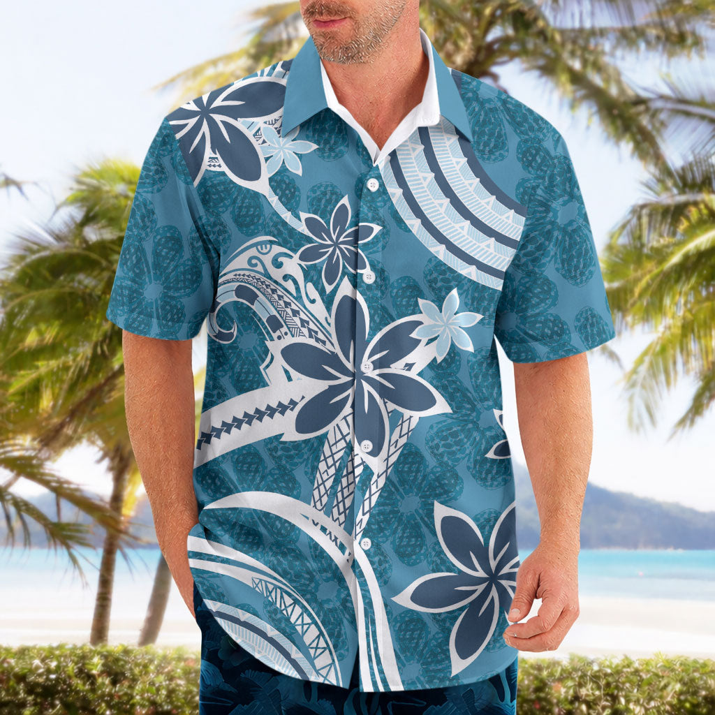Hawaii Pupuala Plumeria Blue Hawaiian Shirt Polynesian Pattern LT01 - Polynesian Pride