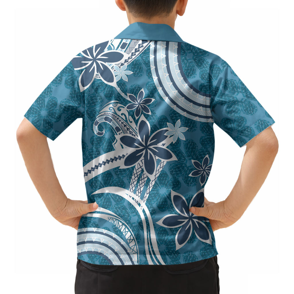 Hawaii Pupuala Plumeria Blue Hawaiian Shirt Polynesian Pattern LT01 - Polynesian Pride