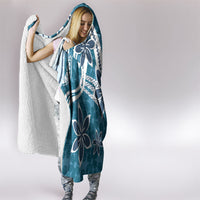 Hawaii Pupuala Plumeria Blue Hooded Blanket Polynesian Pattern LT01 - Polynesian Pride