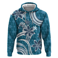 Hawaii Pupuala Plumeria Blue Hoodie Polynesian Pattern LT01 Pullover Hoodie Blue - Polynesian Pride