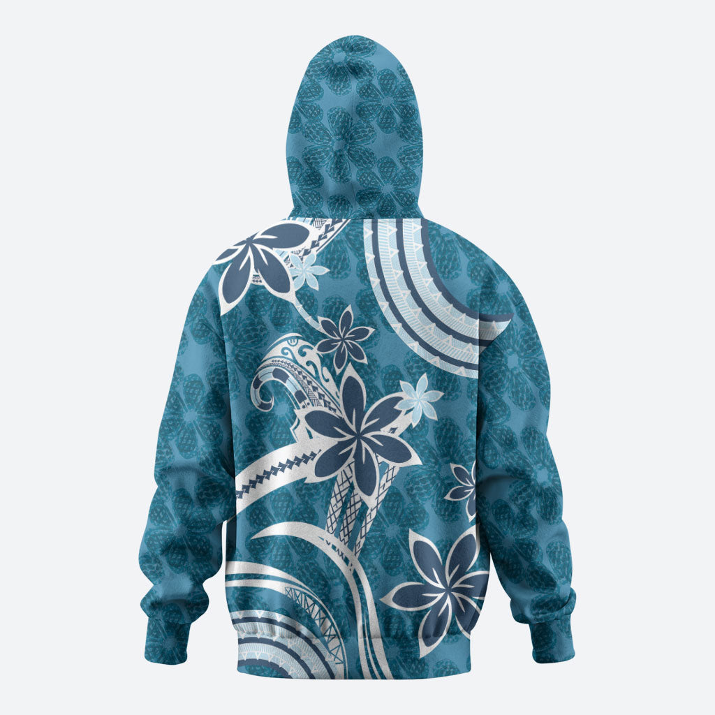 Hawaii Pupuala Plumeria Blue Hoodie Polynesian Pattern LT01 - Polynesian Pride