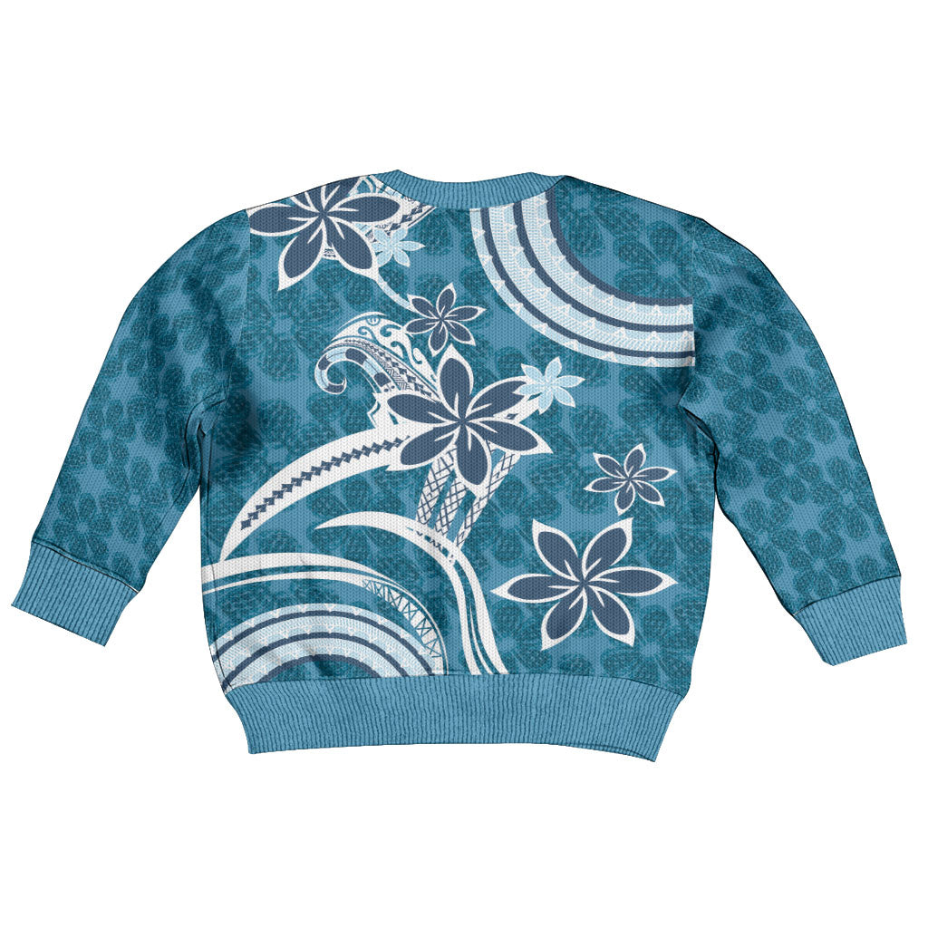 Hawaii Pupuala Plumeria Blue Kid Ugly Christmas Sweater Polynesian Pattern LT01 - Polynesian Pride