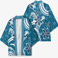 Hawaii Pupuala Plumeria Blue Kimono Polynesian Pattern LT01 - Polynesian Pride