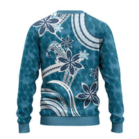 Hawaii Pupuala Plumeria Blue Ugly Christmas Sweater Polynesian Pattern LT01 - Polynesian Pride