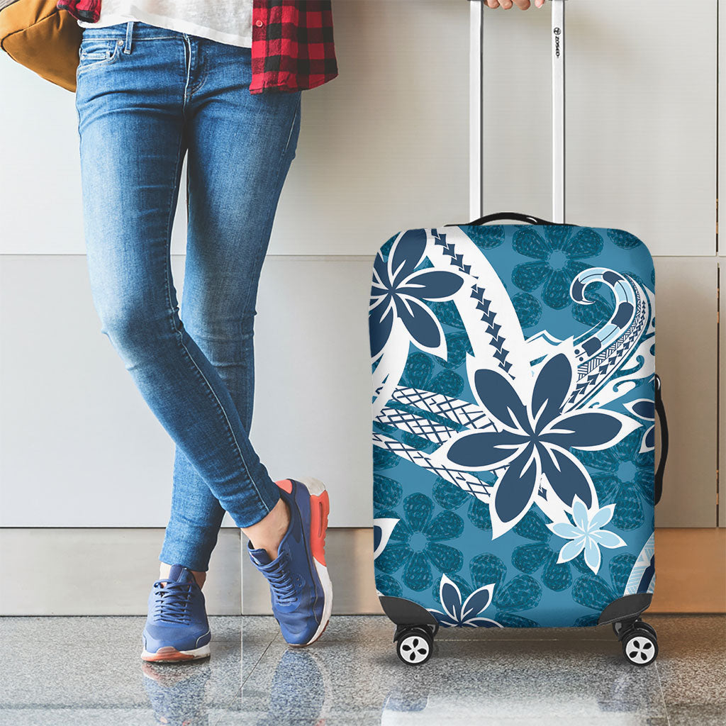 Hawaii Pupuala Plumeria Blue Luggage Cover Polynesian Pattern LT01 - Polynesian Pride