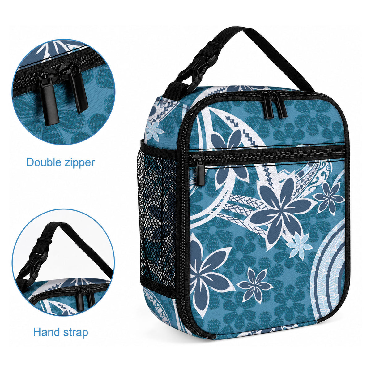 Hawaii Pupuala Plumeria Blue Lunch Bag Polynesian Pattern LT01 - Polynesian Pride