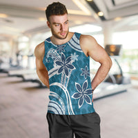 Hawaii Pupuala Plumeria Blue Men Tank Top Polynesian Pattern LT01 Blue - Polynesian Pride