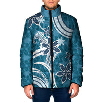 Hawaii Pupuala Plumeria Blue Padded Jacket Polynesian Pattern LT01 Men Blue - Polynesian Pride