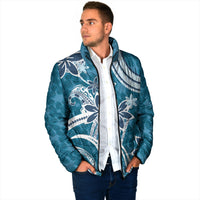 Hawaii Pupuala Plumeria Blue Padded Jacket Polynesian Pattern LT01 - Polynesian Pride