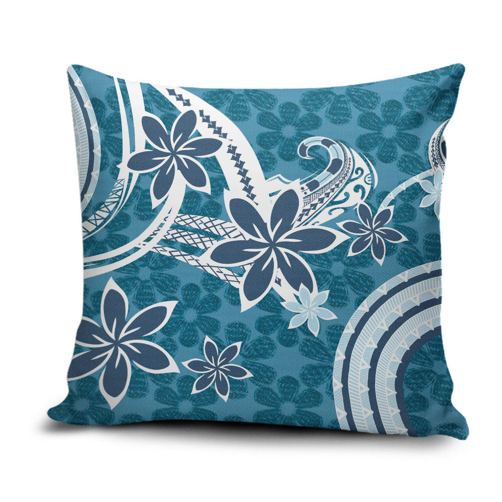 Hawaii Pupuala Plumeria Blue Pillow Cover Polynesian Pattern LT01 Blue - Polynesian Pride