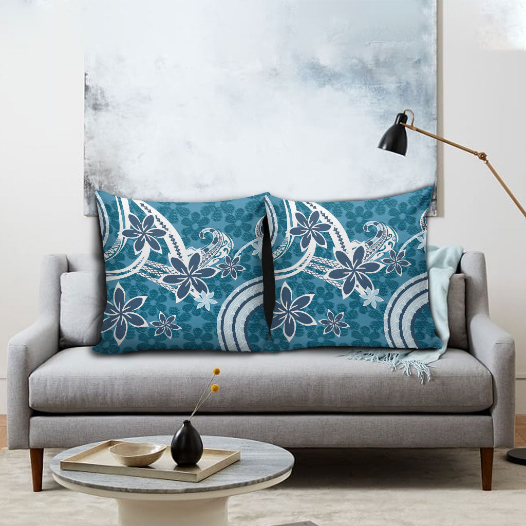 Hawaii Pupuala Plumeria Blue Pillow Cover Polynesian Pattern LT01 - Polynesian Pride