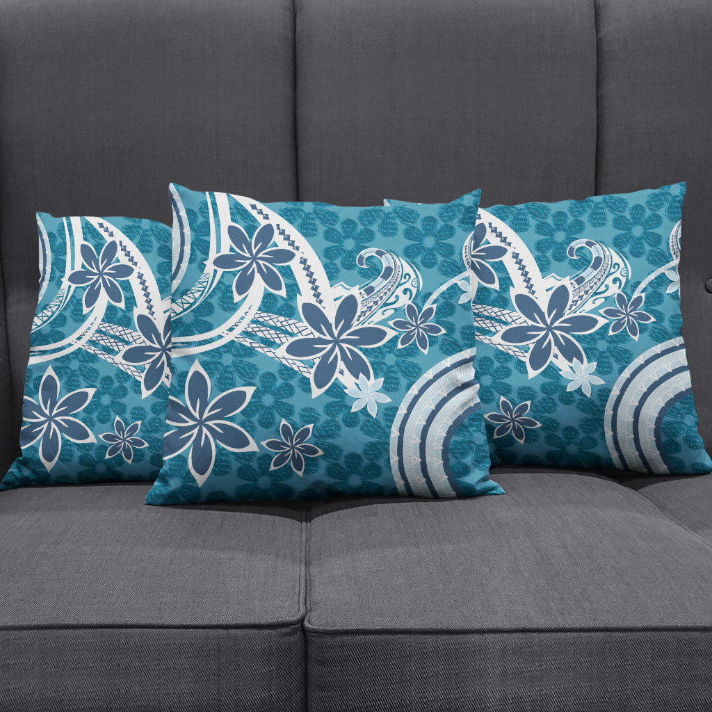 Hawaii Pupuala Plumeria Blue Pillow Cover Polynesian Pattern LT01 - Polynesian Pride