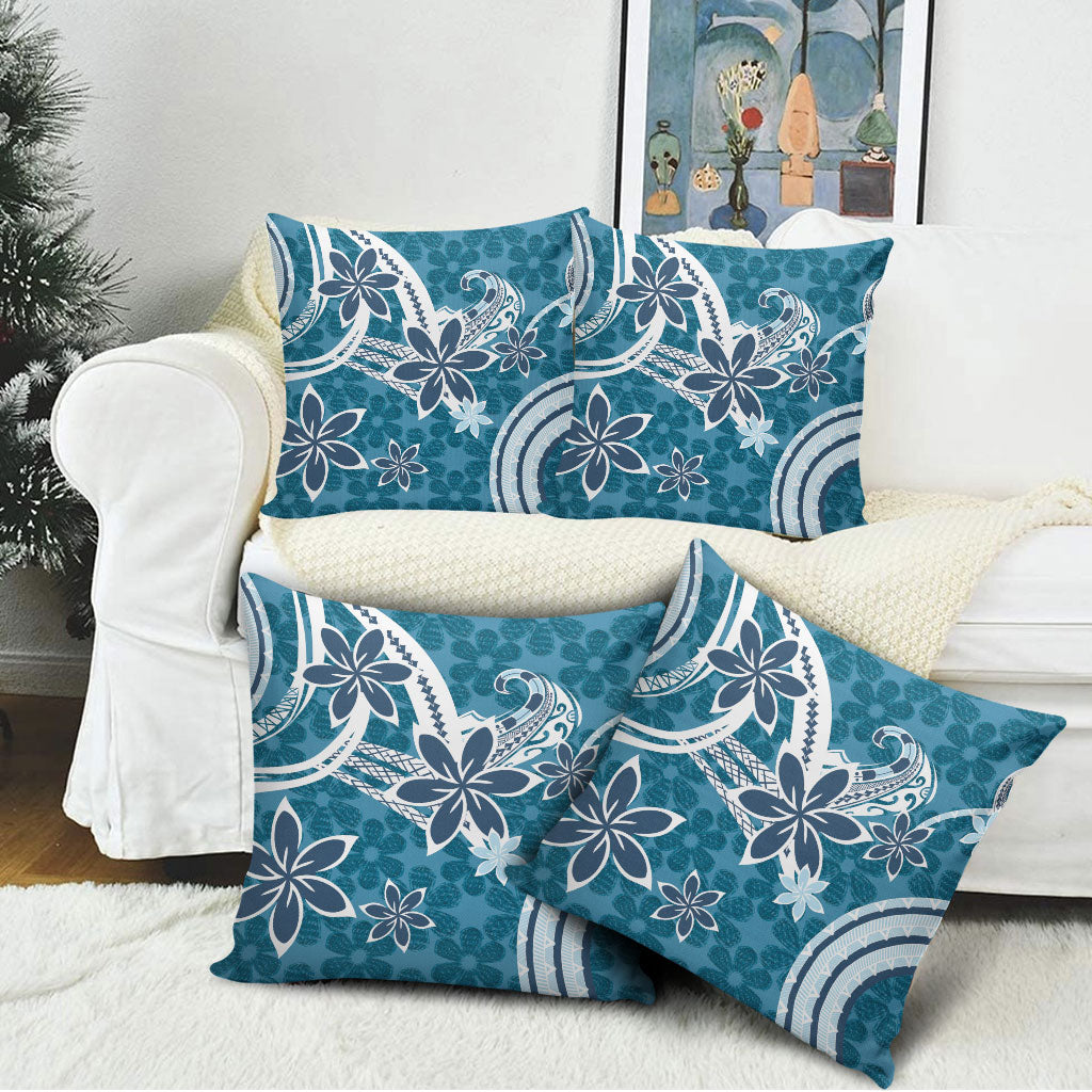 Hawaii Pupuala Plumeria Blue Pillow Cover Polynesian Pattern LT01 - Polynesian Pride