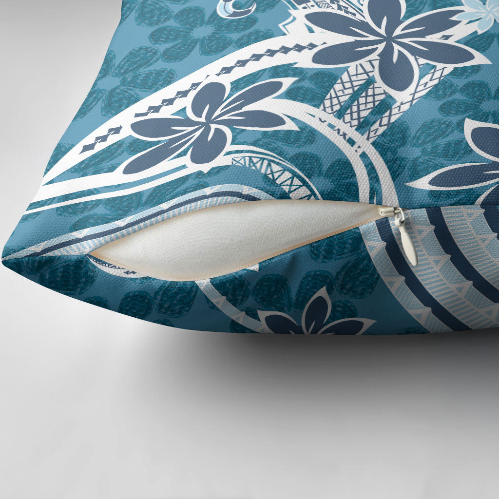 Hawaii Pupuala Plumeria Blue Pillow Cover Polynesian Pattern LT01 - Polynesian Pride