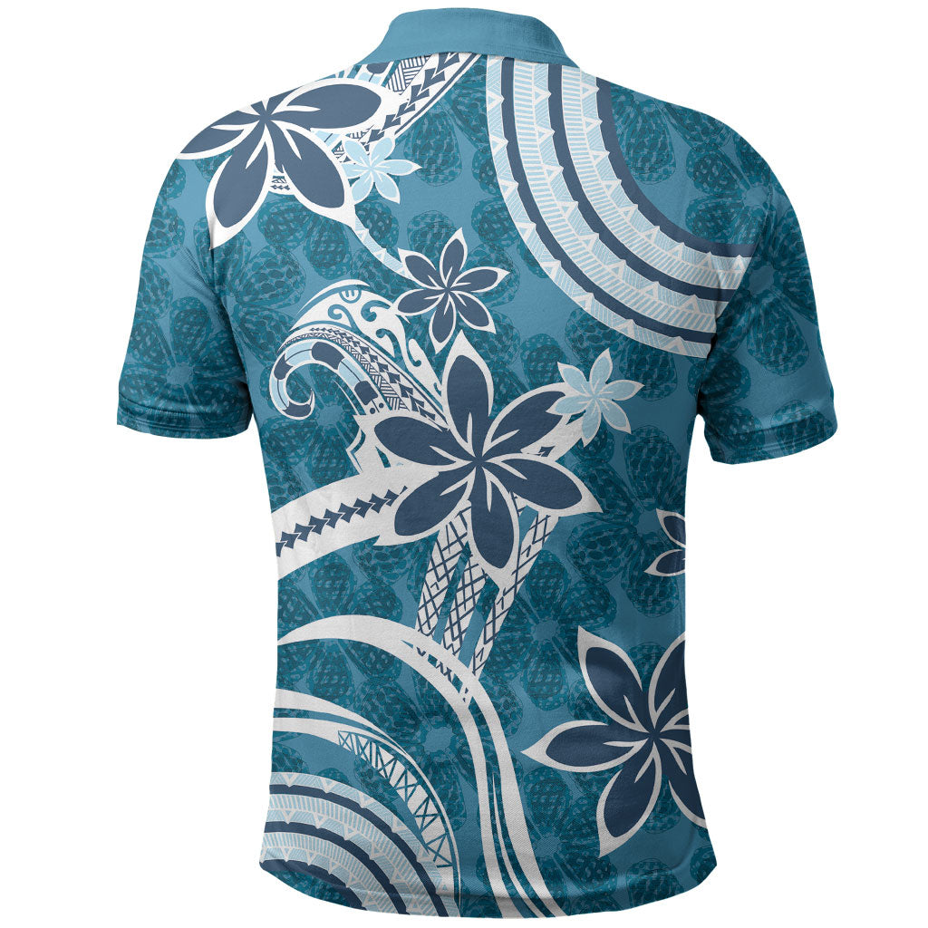 Hawaii Pupuala Plumeria Blue Polo Shirt Polynesian Pattern LT01 - Polynesian Pride