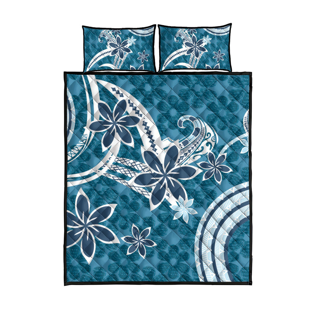 Hawaii Pupuala Plumeria Blue Quilt Bed Set Polynesian Pattern LT01 - Polynesian Pride