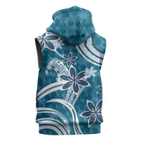 Hawaii Pupuala Plumeria Blue Sleeveless Hoodie Polynesian Pattern LT01 - Polynesian Pride