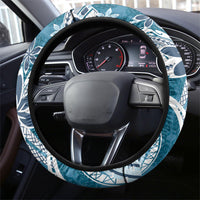 Hawaii Pupuala Plumeria Blue Steering Wheel Cover Polynesian Pattern LT01 - Polynesian Pride