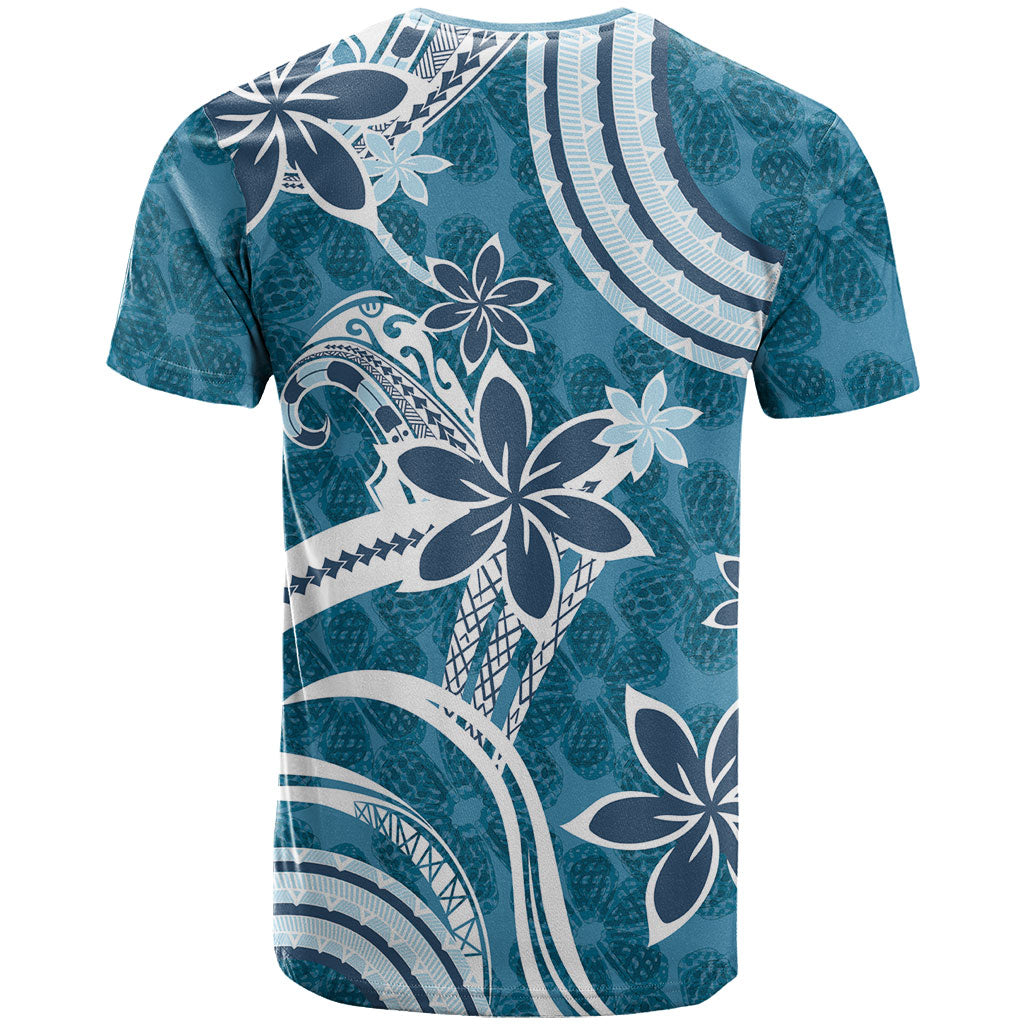 Hawaii Pupuala Plumeria Blue T Shirt Polynesian Pattern LT01 - Polynesian Pride