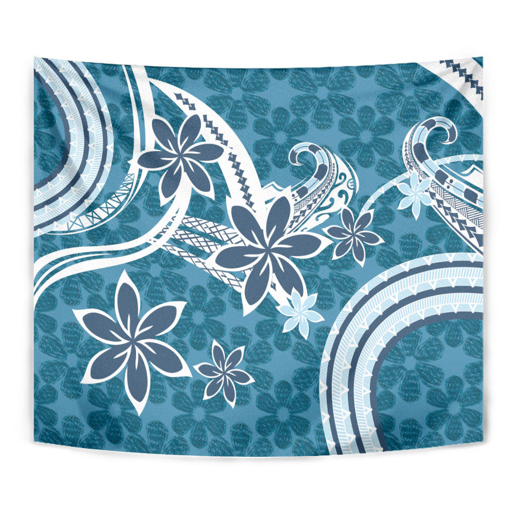 Hawaii Pupuala Plumeria Blue Tapestry Polynesian Pattern LT01 - Polynesian Pride