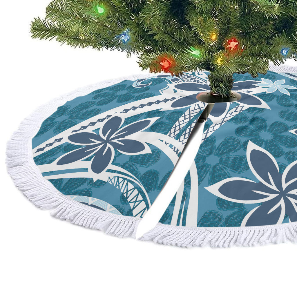 Hawaii Pupuala Plumeria Blue Tree Skirt Polynesian Pattern LT01 - Polynesian Pride