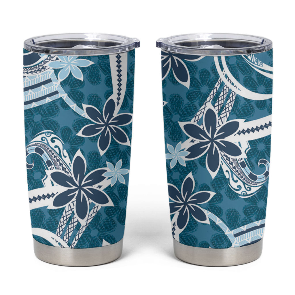Hawaii Pupuala Plumeria Blue Tumbler Cup Polynesian Pattern LT01 Blue - Polynesian Pride