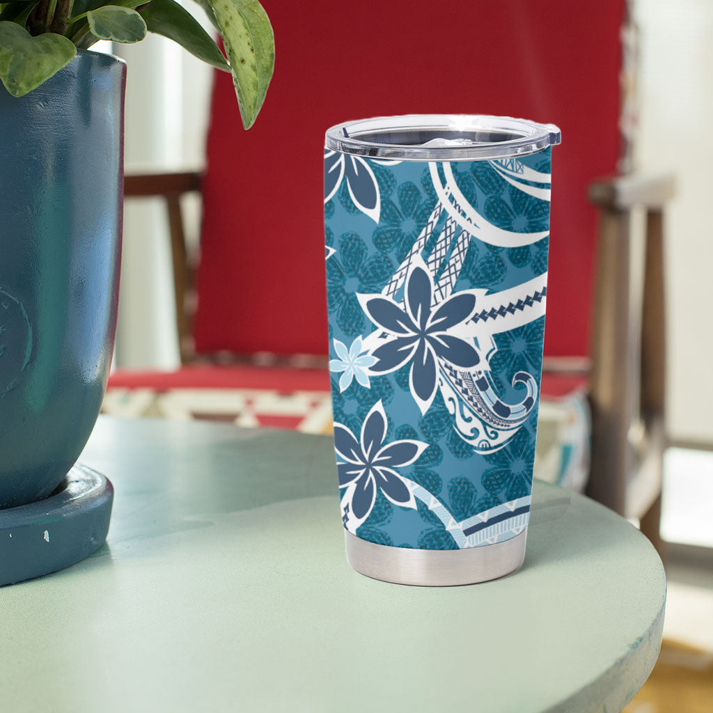 Hawaii Pupuala Plumeria Blue Tumbler Cup Polynesian Pattern LT01 - Polynesian Pride