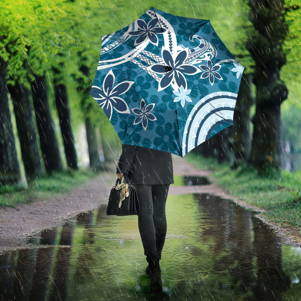 Hawaii Pupuala Plumeria Blue Umbrella Polynesian Pattern LT01 - Polynesian Pride
