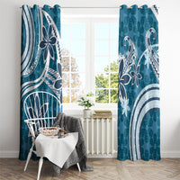 Hawaii Pupuala Plumeria Blue Window Curtain Polynesian Pattern LT01 - Polynesian Pride