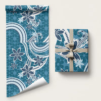 Hawaii Pupuala Plumeria Blue Wrapping Paper Polynesian Pattern LT01 58" × 23" Blue - Polynesian Pride