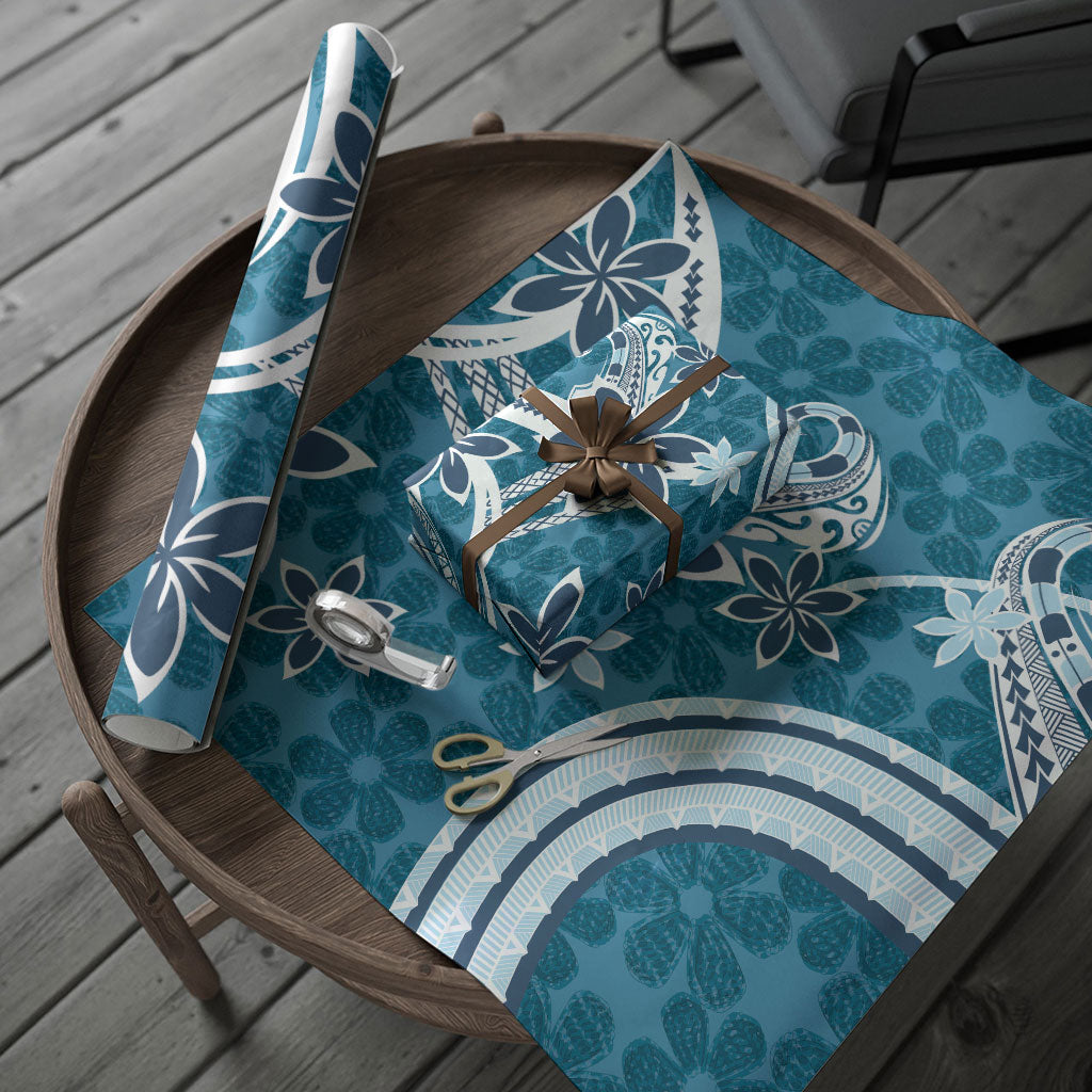 Hawaii Pupuala Plumeria Blue Wrapping Paper Polynesian Pattern LT01 - Polynesian Pride
