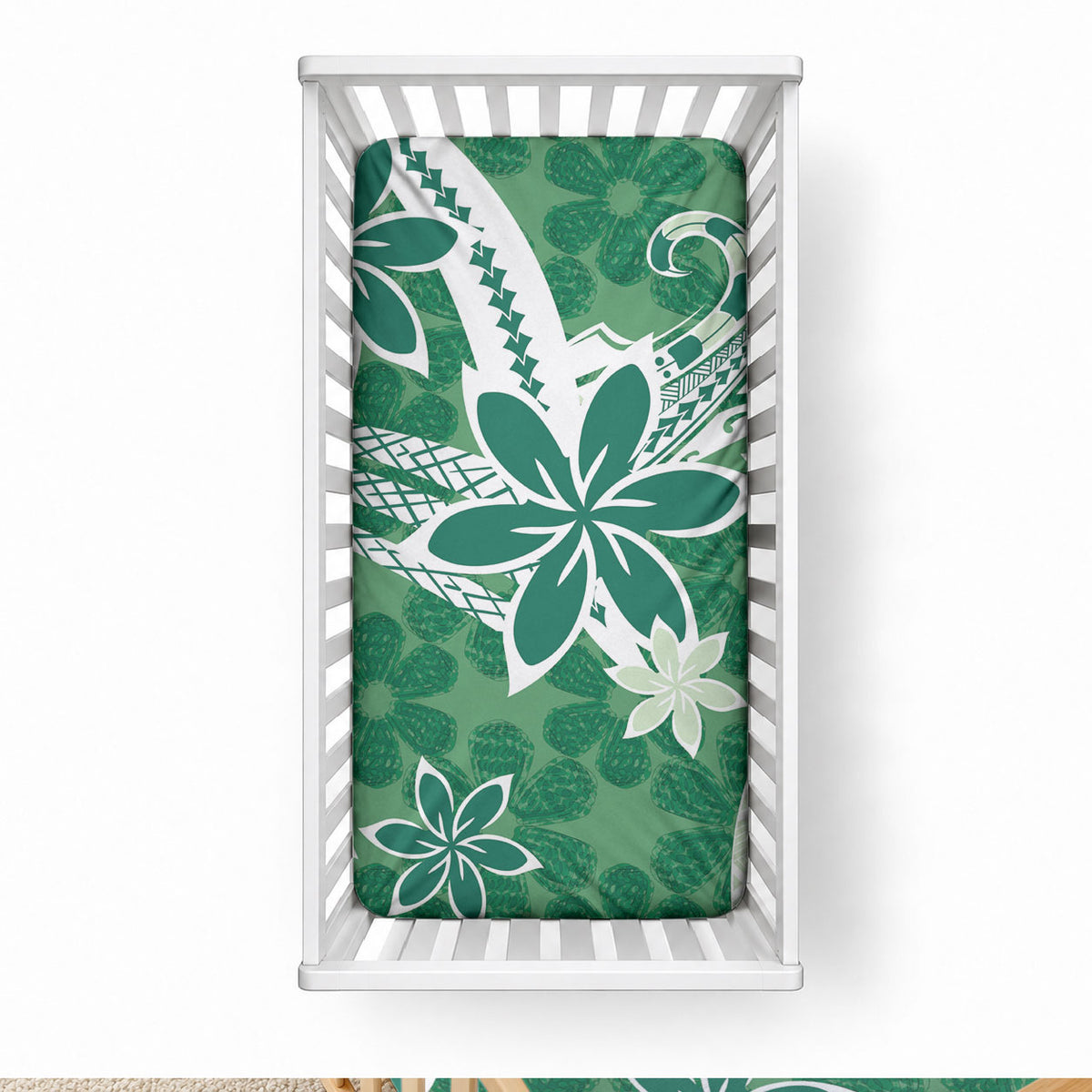 Hawaii Pupuala Plumeria Green Baby Bed Cover Polynesian Pattern LT01 28 × 52 in Green - Polynesian Pride