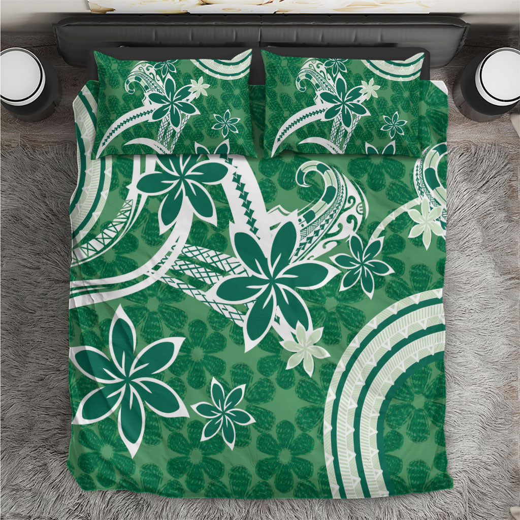 Hawaii Pupuala Plumeria Green Bedding Set Polynesian Pattern LT01 Green - Polynesian Pride