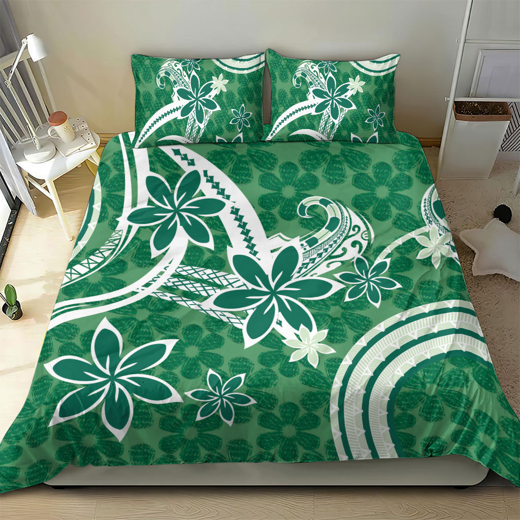 Hawaii Pupuala Plumeria Green Bedding Set Polynesian Pattern LT01 - Polynesian Pride