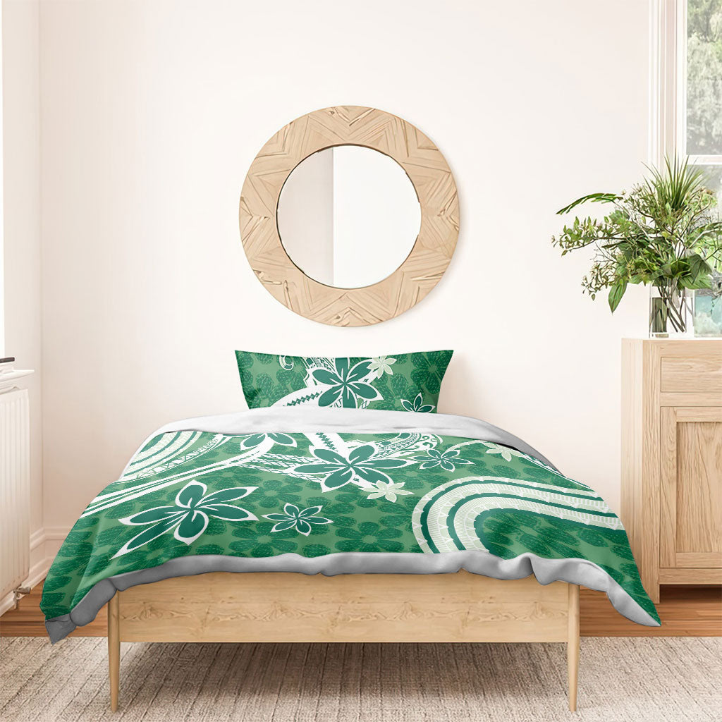 Hawaii Pupuala Plumeria Green Bedding Set Polynesian Pattern LT01 - Polynesian Pride