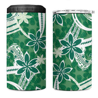 Hawaii Pupuala Plumeria Green 4 in 1 Can Cooler Tumbler Polynesian Pattern LT01 One Size: 16 oz Green - Polynesian Pride