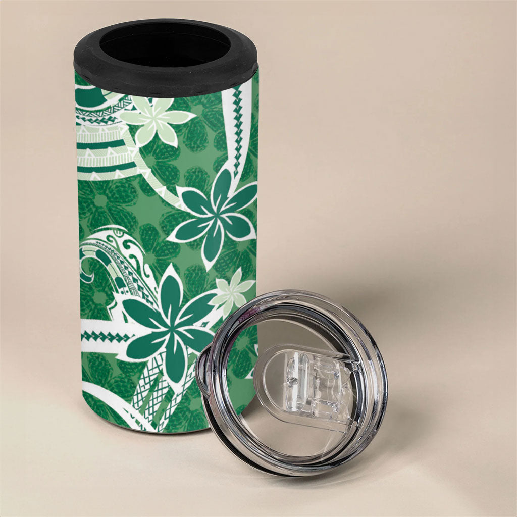 Hawaii Pupuala Plumeria Green 4 in 1 Can Cooler Tumbler Polynesian Pattern LT01 - Polynesian Pride