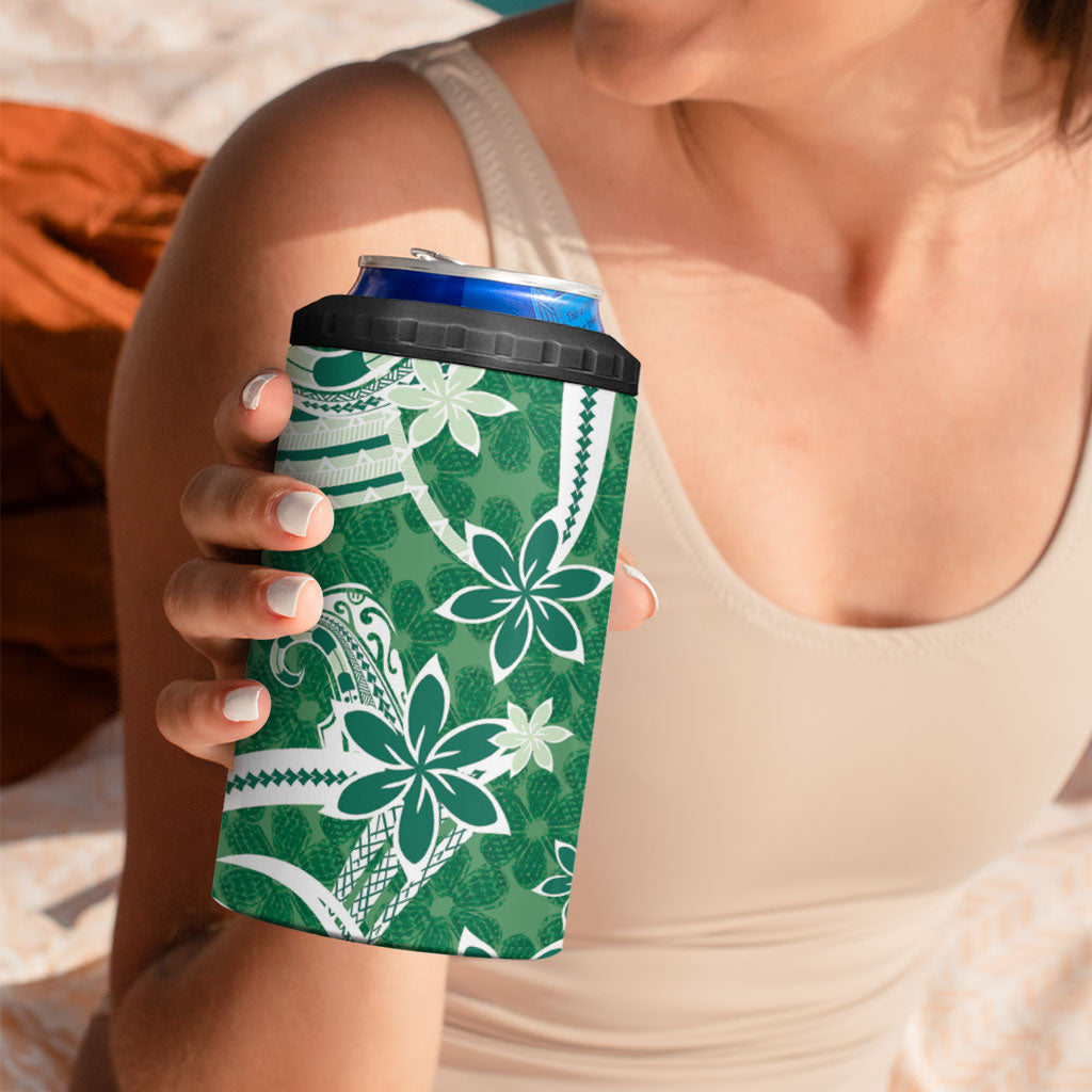 Hawaii Pupuala Plumeria Green 4 in 1 Can Cooler Tumbler Polynesian Pattern LT01 - Polynesian Pride