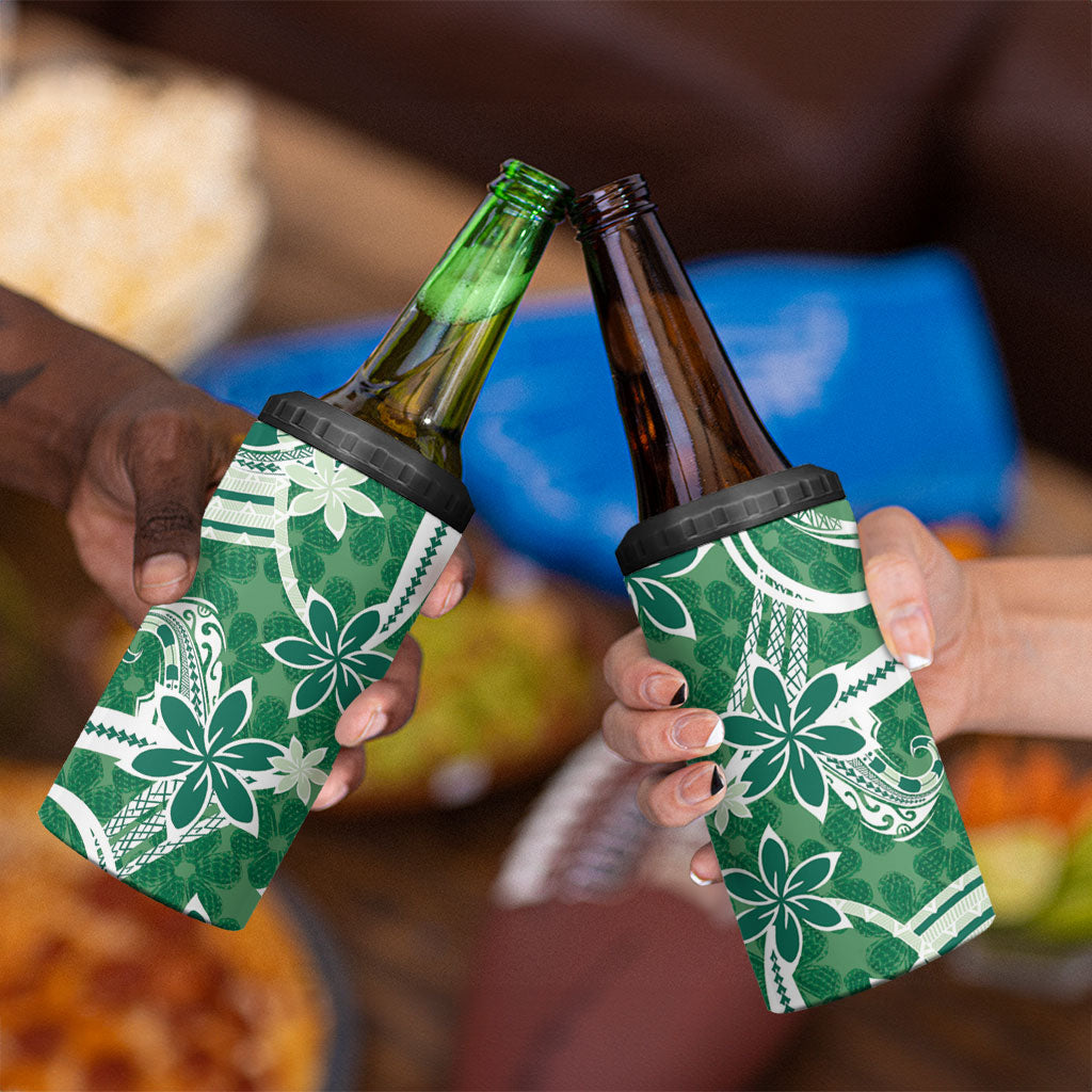 Hawaii Pupuala Plumeria Green 4 in 1 Can Cooler Tumbler Polynesian Pattern LT01 - Polynesian Pride