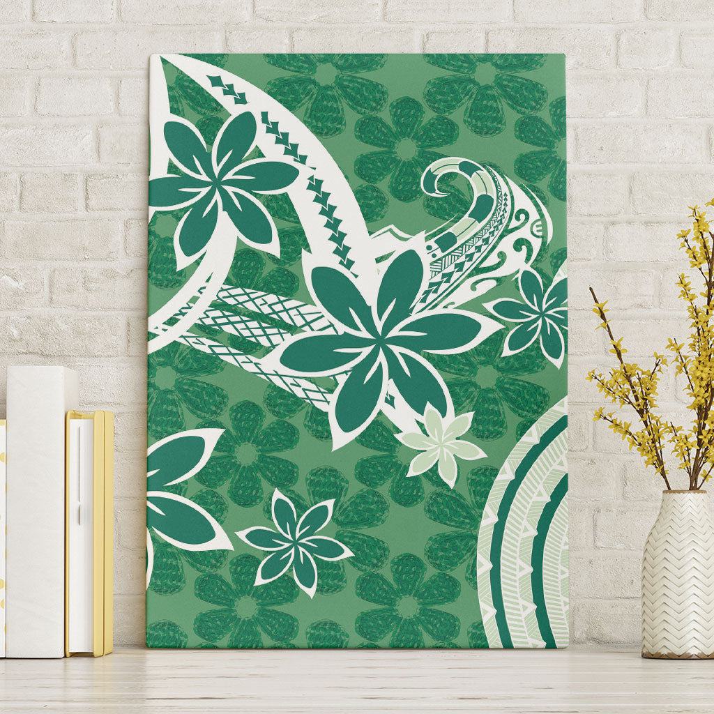 Hawaii Pupuala Plumeria Green Canvas Wall Art Polynesian Pattern LT01 Without Frame Green - Polynesian Pride
