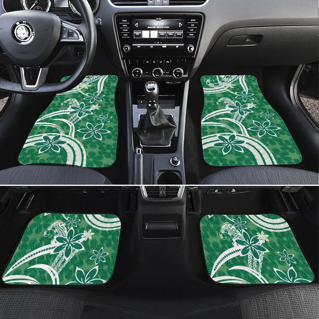 Hawaii Pupuala Plumeria Green Car Mats Polynesian Pattern LT01 Set 4pcs Green - Polynesian Pride