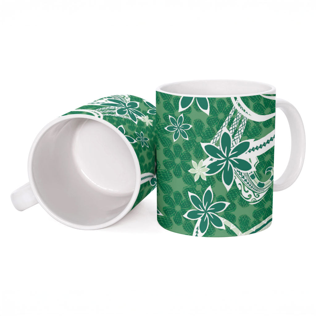 Hawaii Pupuala Plumeria Green Ceramic Mug Polynesian Pattern LT01 - Polynesian Pride