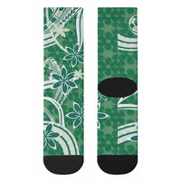 Hawaii Pupuala Plumeria Green Crew Socks Polynesian Pattern LT01 - Polynesian Pride