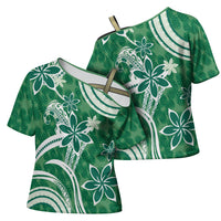 Hawaii Pupuala Plumeria Green Cross Shoulder Shirt Polynesian Pattern LT01 - Polynesian Pride