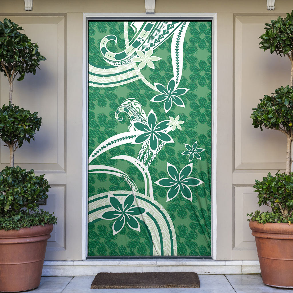 Hawaii Pupuala Plumeria Green Door Cover Polynesian Pattern LT01 Green - Polynesian Pride