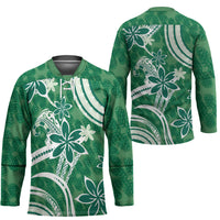 Hawaii Pupuala Plumeria Green Hockey Jersey Polynesian Pattern LT01 - Polynesian Pride