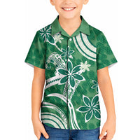 Hawaii Pupuala Plumeria Green Kid Hawaiian Shirt Polynesian Pattern LT01 Kid Green - Polynesian Pride