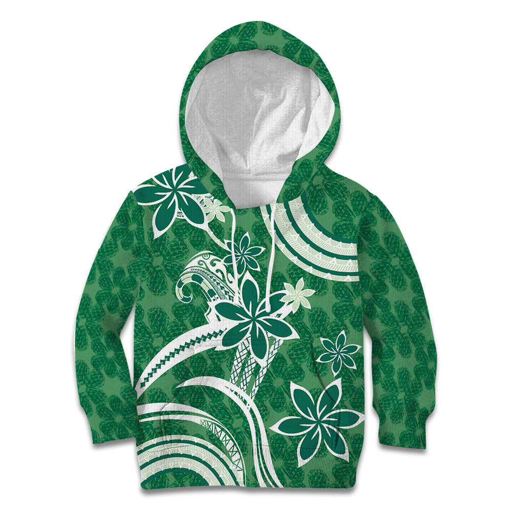 Hawaii Pupuala Plumeria Green Kid Hoodie Polynesian Pattern LT01 Hoodie Green - Polynesian Pride