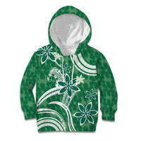 Hawaii Pupuala Plumeria Green Kid Hoodie Polynesian Pattern LT01 Hoodie Green - Polynesian Pride